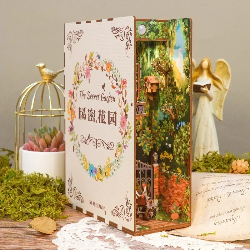 Diy Wooden Book Nook Kit Shelf Insert - Zestaw DIY do samodzielnego wykonania drewnianego